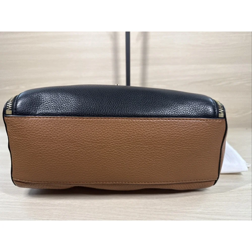 Michael Kors Addie Large Logo Hobo Shoulder Bag Two Tone Black & Brown‎